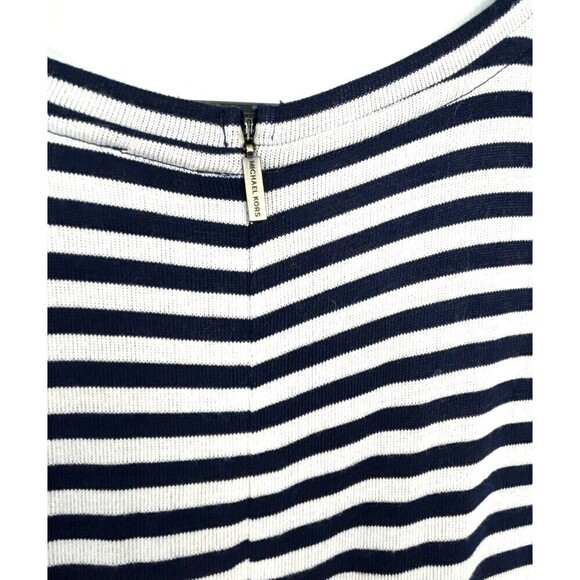 Michael Kors Women Sz 1X Dress Midi Navy Stripe Knit Asymmetric Sleeveless E1 - Picture 8 of 12